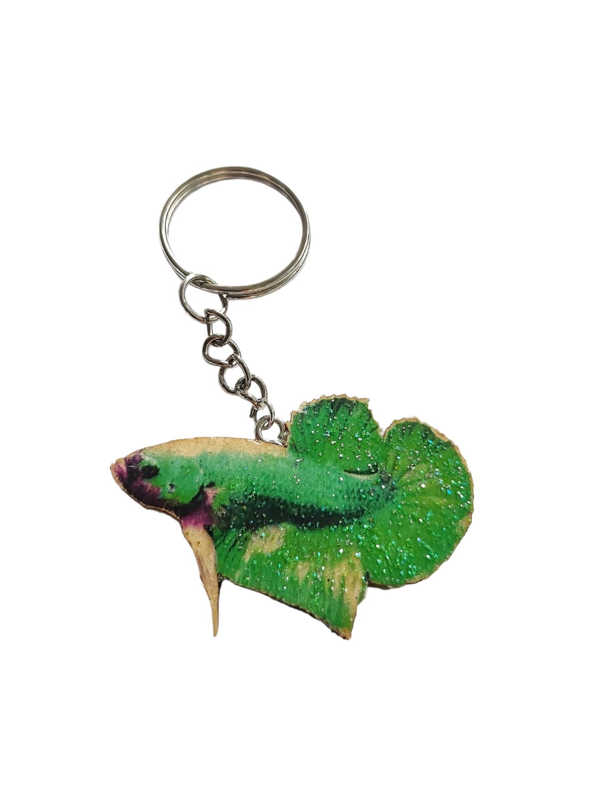 Betta Jason - glitzergrüner Kampffisch Schlüsselanhänger 