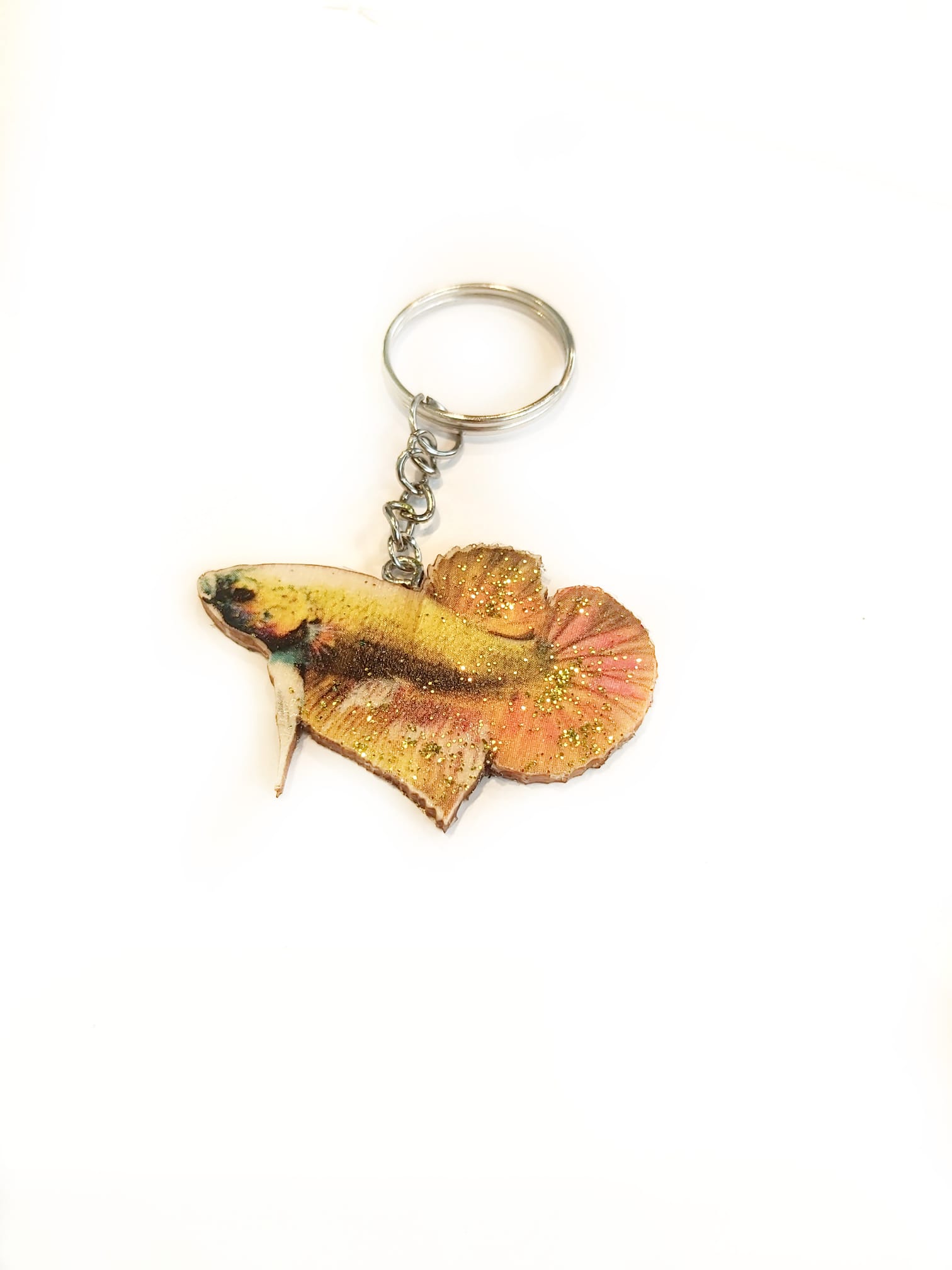 Betta Freddy - goldglitzer Kampffisch Schlüsselanhänger  